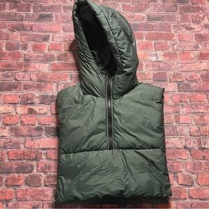 Mango Womens NEW NWT Quilted Puffer Vest Anorak Hooded Size Large Green
